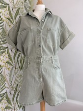 Zara khaki denim playsuit size
