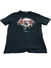 Branded Blue Label Skull Rose Graphic T-Shirt Men's Black Large