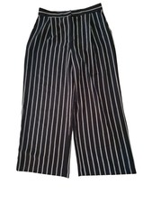 MONKL Size 36  Black& White Striped Wide Leg Trousers With False Back Pocket