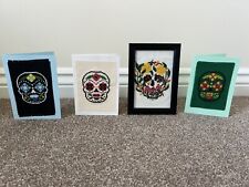 Cross stitched skulls - Alternative goth Blank greetings cards + framed gifts