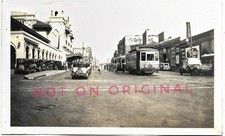 Vintage Old 1930 Photo of OAKLAND Train Station Hotel Taxis Cable Electric Cars