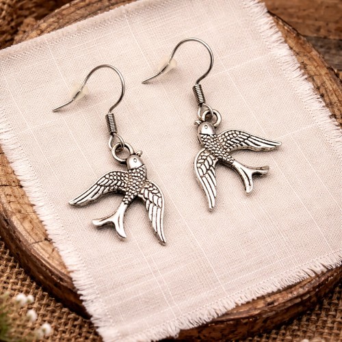 Swallow bird dangle earrings - dangle,