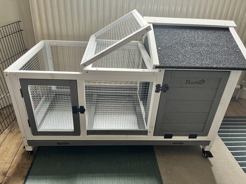 Pawhut wooden rabbit hutch - wooden,