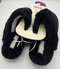 Womens Primark Memory Foam Slip On Slippers Size 5/6 Black Faux Suede/Fur*BNWTS*