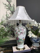 Elegant Chinese Porcelain Vase Lamp with Plum Blossom & Floral Design ~75cm tall