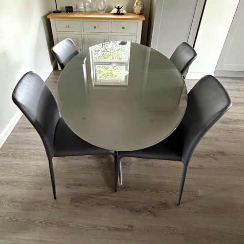 Glass top oval dining table - glass,