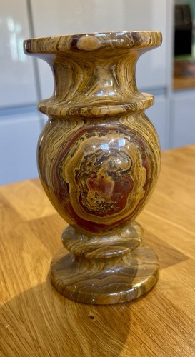 Polished onyx stone vase - onyx, heavy
