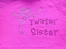 BATON TWIRLING RHINESTONE T CHILD TWIRLER SISTER BK,PINK,PUR CHILD SIZES SM-XL