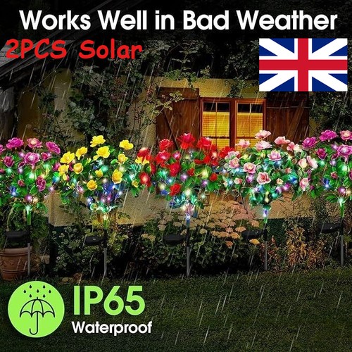 2pcs solar power flower lights - 2pcs,