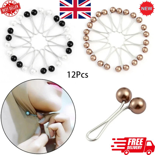 12pcs pearl hijab pins - pearl, anti