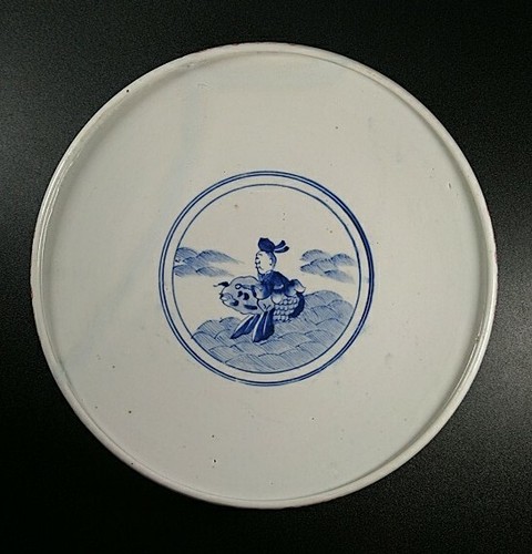 Antique chinese man - on, fish