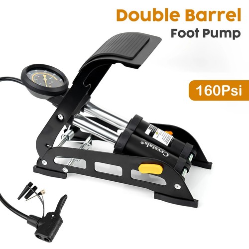 Double barrel foot pump - pump, tyre
