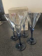 4 Luigi Bormioli Florian Blown Crystal Petal Stem Cocktail Liqueur Glasses