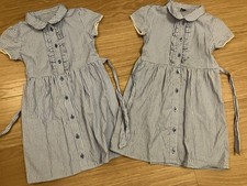Girls Blue Gingham School Uniform Dress bundle Age 6-7