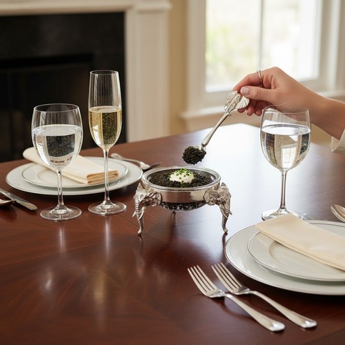 Vintage caviar serving - serving, set