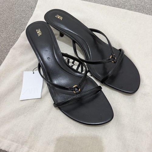 Zara black strappy kitten heel - strappy,