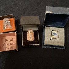 Royal Doulton Crystal Thimble, Bouchet Thimble & Royal Worcester Thimble ~ Boxed