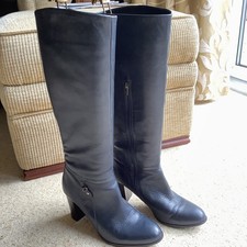 Leather Knee length dark navy Boots -Autograph M&S size 7 with 3” heel.