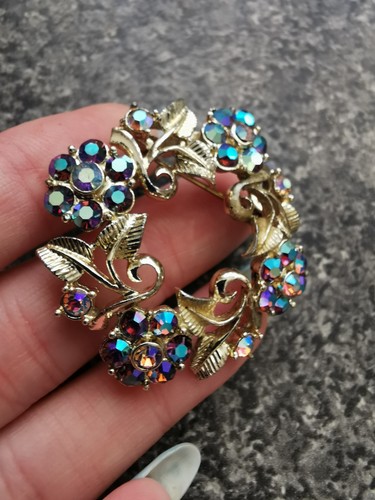 Vintage brooch purple aurora - brooch,