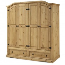 Corona Solid Pine Bedroom Furniture Bed Bedside Chest Drawers Wardrobes Desk