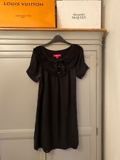 MONSOON Short Black Pure Silk Dress Size 10 Peter Pan 60s Retro Style Short