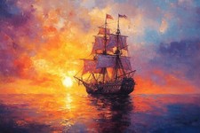 Pirate Ship Seascape Canvas