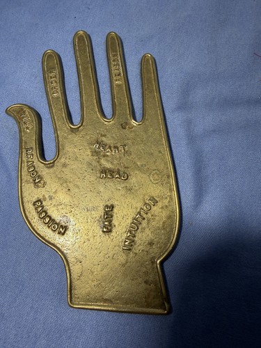 Vintage brass palmistry - brass, chart