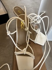 Ego Brand New Women’s Heeled Strappy Wrap Around Shoes Sandals Size 8 White