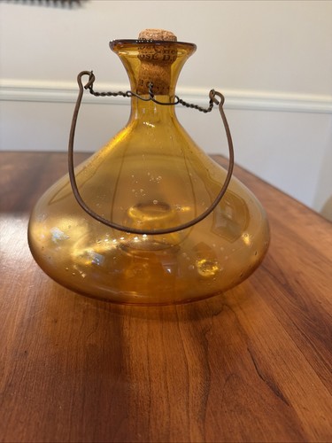 Vintage amber glass wasp - amber,