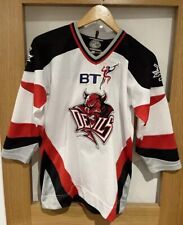 Cardiff Devils Youth XL Ice Hockey Jersey Shirt Home White BT Shinedog 2002 2003