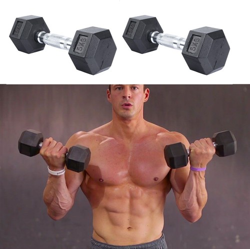 Hex dumbbells cast iron rubber - dumbbells,