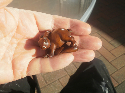 Hand carved wood netsuke - hand,