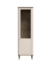 Lacetti Cream Oak Display Cabinet | Glass Shelves | Living Room Decor