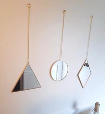 *NO BOX* Set of Three Chain Hanging Decorative Mirrors Boho ShabbyChic Wall Home