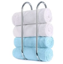 Chrome Towel Rail Holder Wall Mounted Bathroom Rack Shelf Stainless Steel Shower