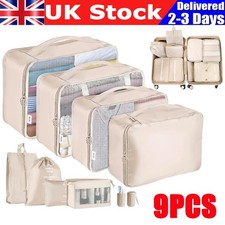 9Pcs Packing Cubes Luggage Storage Organiser Travel Compression Suitcase Bag