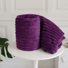 Chunky Cord Throws Ribbed Blankets Warm Cozy Fleece Sofa Bed Travel Throw Overs