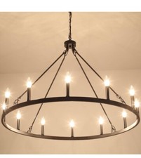 12-Light Wagon Wheel 38" Farmhouse Chandelier for Dining Room Hallway Entryway