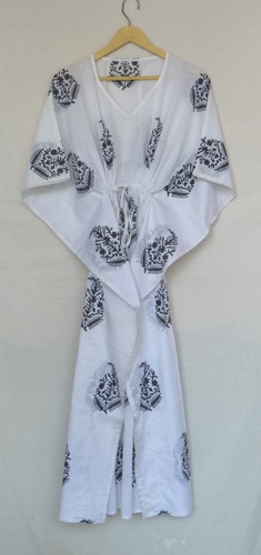 White black hand block print - &,
