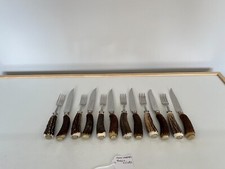 SET OF 6 SCOTTISH STAG HORN AND STAINLESS DINNER KNIVES & 6 FORKS (SHDF&K-199E)