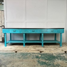 Long Vintage Beech Kitchen Island Table