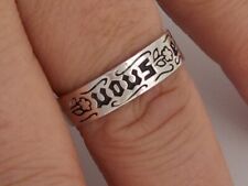 Medieval 15th Century Design Sterling Silver Posy Ring French Love Verse  Size Q