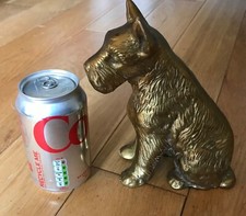 Vintage LARGE  Brass Scottie Highland Westie Terrier Dog Statue Ornament Cage13