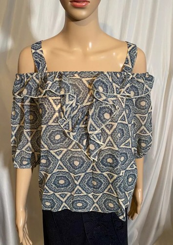 Blue floral cold shoulder - blue,