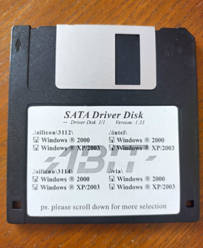 Sata driver disk floppy - 3.5",