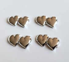 4 x Silver Double Love Heart