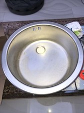 Stainless Steel Kitchen Sink Round Single Bowl Washing Catering Sink + Waste