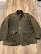 Barbour Lutz Wax Jacket,  Mens Medium, Olive Green