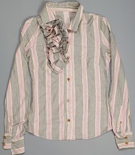 Vivienne Westwood Jabot Frill Shirt Striped Long Sleeve Size 40 (UK8)