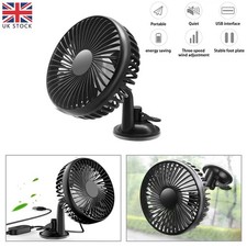 Universal 12V/24V  3 Speed USB Cooling Fan with Suction Cup For Car Van Caravan